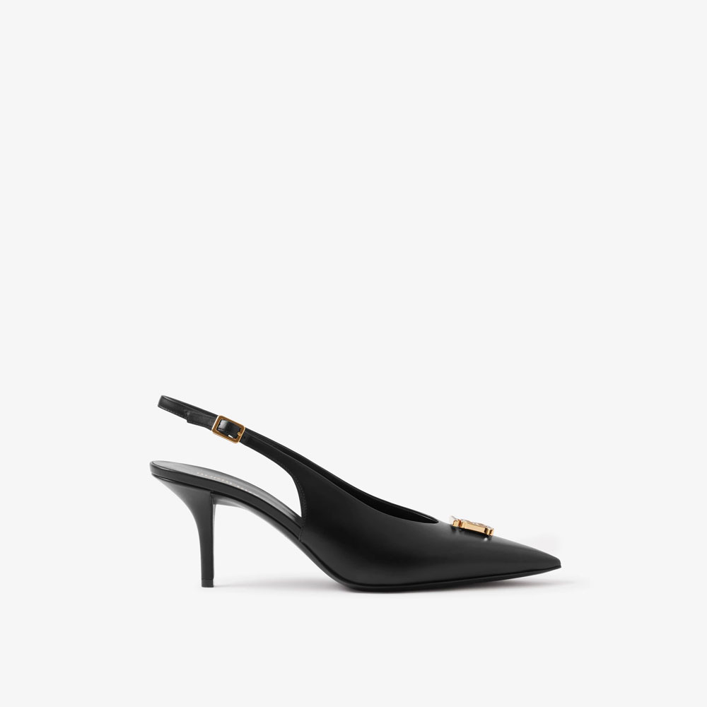 Burberry Monogram Motif Leather Slingback Pumps in Black 80654851: Image 1