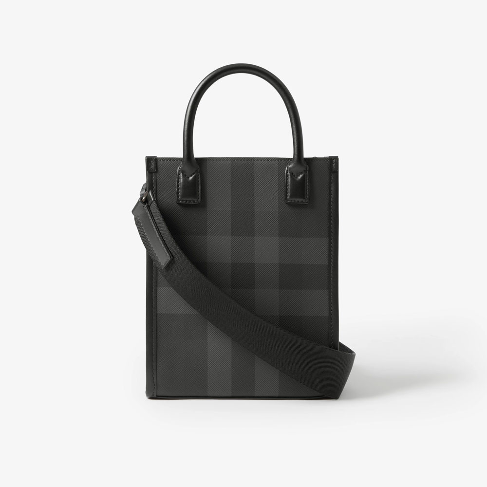 Burberry Mini Vertical Denny Tote in Charcoal 80684671: Image 3