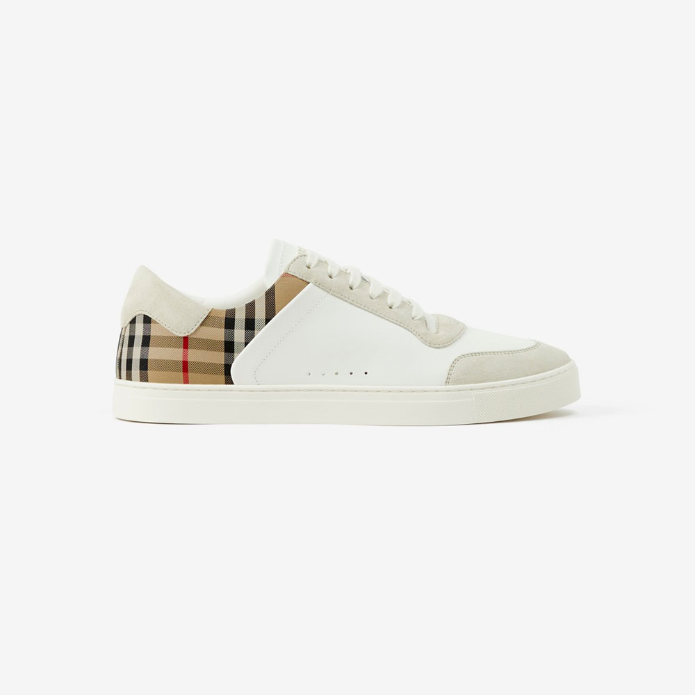 Burberry Leather Suede and Check Sneakers 80690891: Image 1