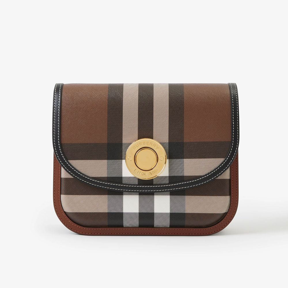 Burberry Check Leather Medium Elizabeth Bag Brown 80696561: Image 1