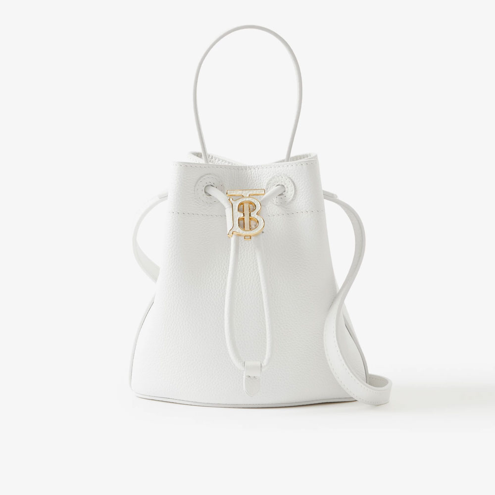 Burberry Mini TB Bucket Bag in Optic White 80704891: Image 1