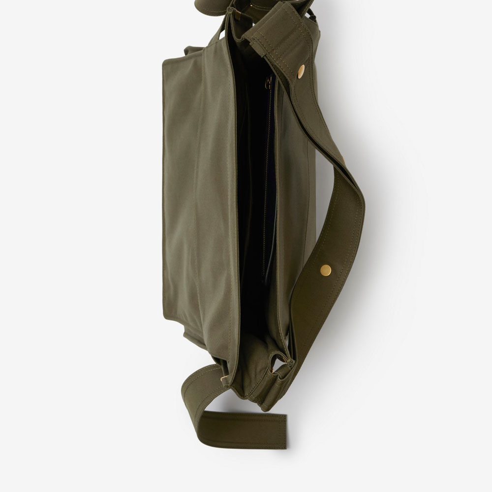 Burberry Medium Trench Tote in Olive Cotton Gabardine 80752631: Image 3