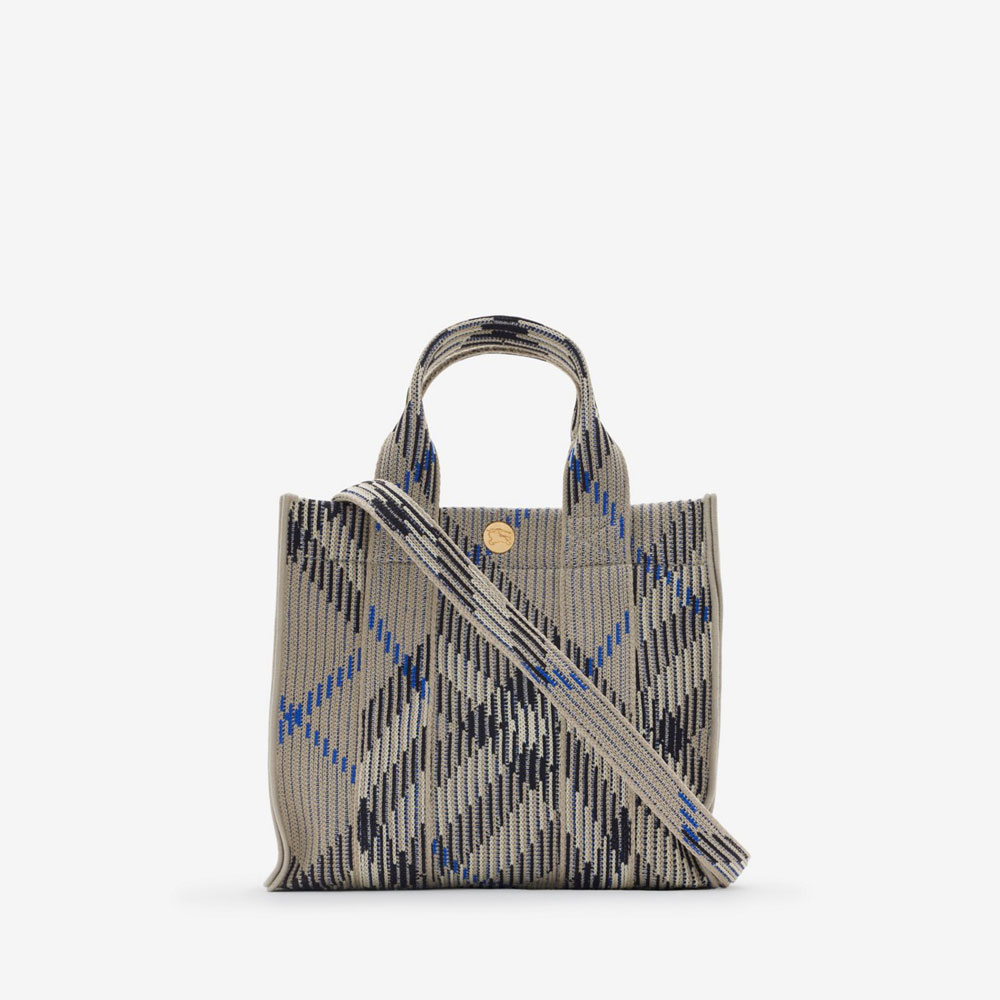 Burberry Mini Check Knitted Tote in Lichen 80904041: Image 3