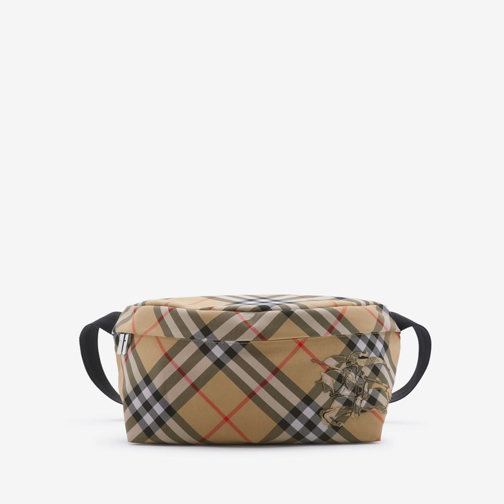 Burberry Check Belt Bag in Sand Nylon 80917801: Image 1