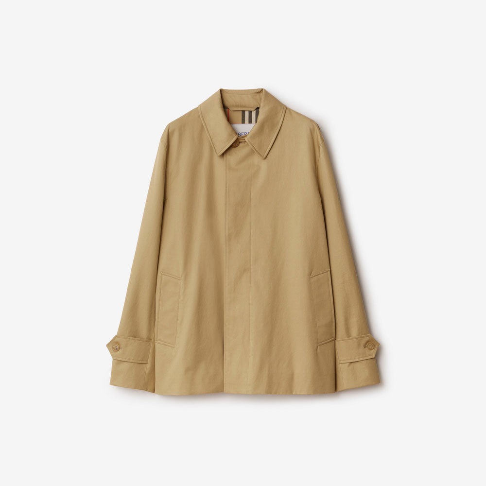 Burberry Short Gabardine Car Coat in Flax 80931311: Image 1