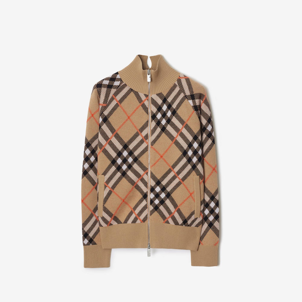 Burberry Check Wool Blend Track Jacket in Sand 80949751: Image 1