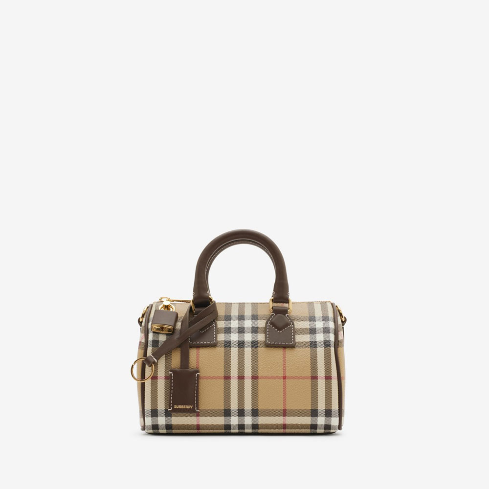 Burberry Mini Check Bowling Bag in Military 80975981: Image 1