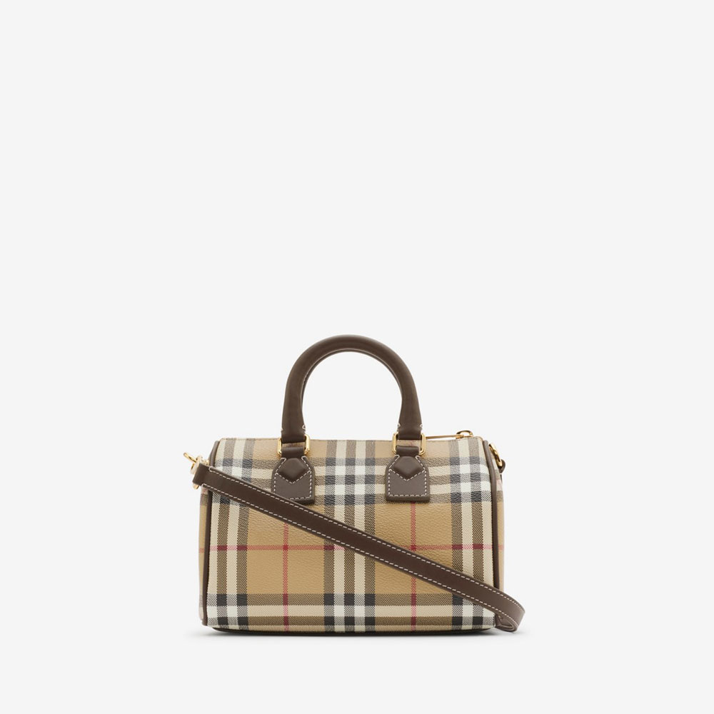 Burberry Mini Check Bowling Bag in Military 80975981: Image 3