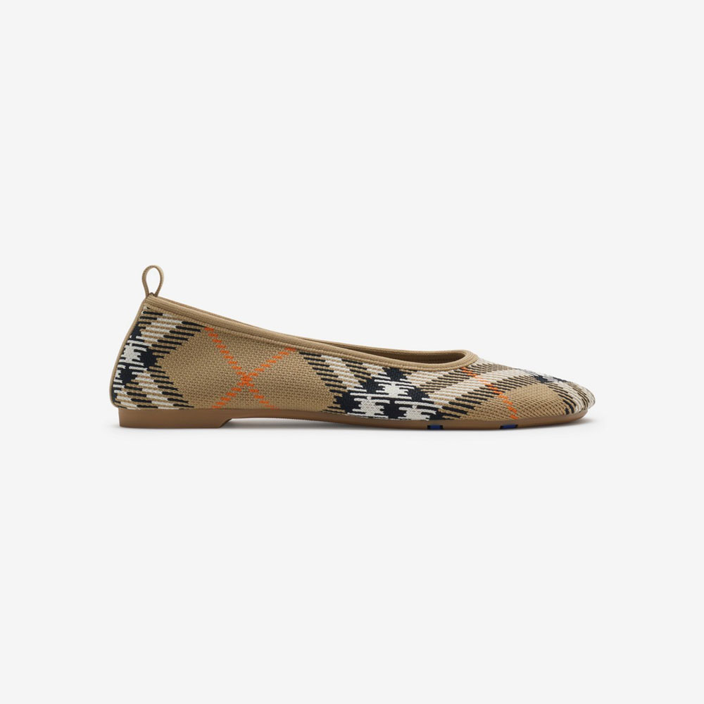 Burberry Check Knit Baby Ballerinas in Sand 80990571: Image 1