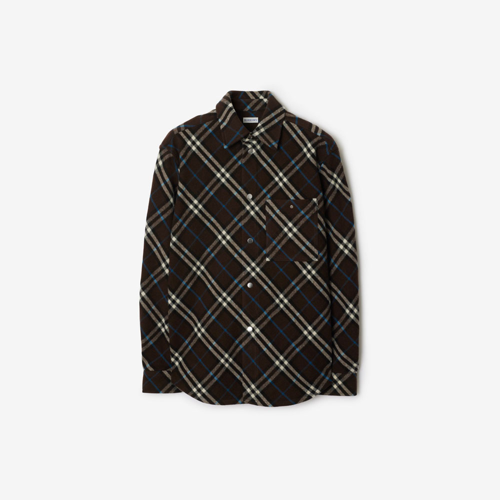 Burberry Check Wool Shirt in Snug 80992301: Image 1