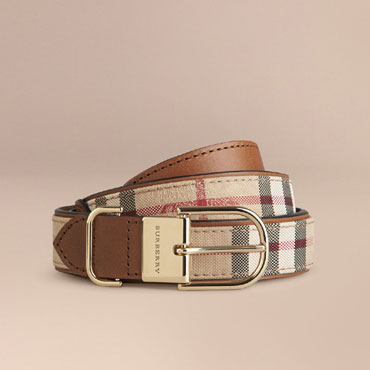 Burberry Horseferry Check and Leather Belt Honey tan 39431061