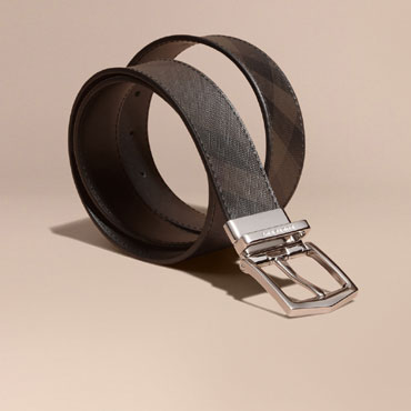 Burberry Reversible Smoked Check Leather Buckle Belt 39766071