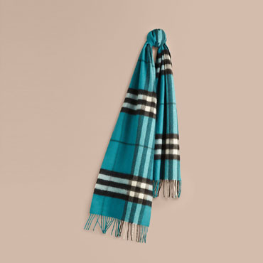 Burberry Classic Cashmere Scarf in Check Dark Aqua 39941161