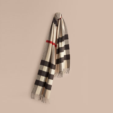 Burberry Giant Exploded Check Cashmere Scarf Stone 39941381