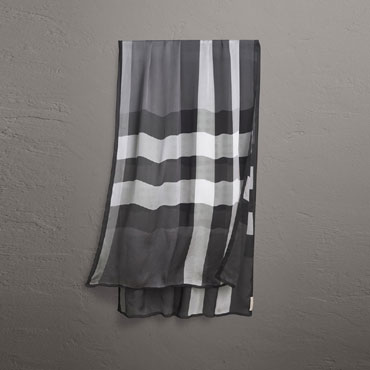 Burberry Lightweight Check Silk Scarf in Mid Grey 40084041