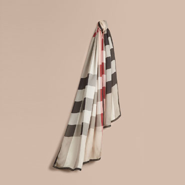 Burberry Lightweight Check Silk Scarf Stone 40148711