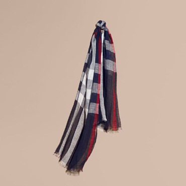 Burberry Lightweight Check Linen Scarf 40426121