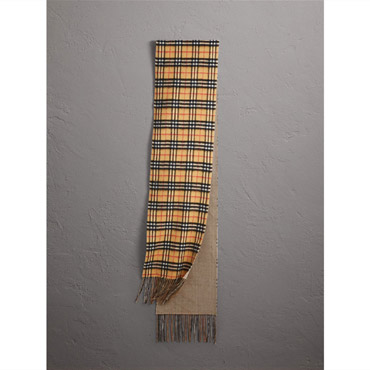 Burberry Long Reversible Vintage Check Doublefaced Cashmere Scarf 40583331