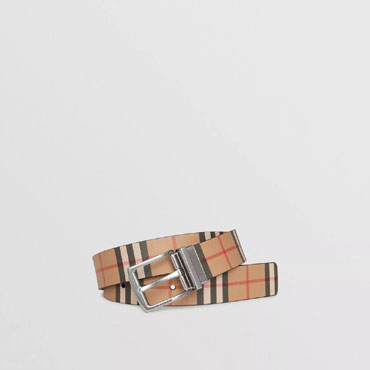 Burberry Reversible Vintage Check Leather Belt in Black 40748261