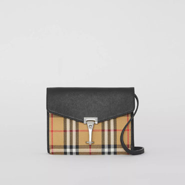 Burberry Mini Leather and Vintage Check Crossbody Bag in Black 40799651