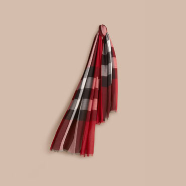 Burberry Check Modal Cashmere and Silk Scarf Parade Red 45576291