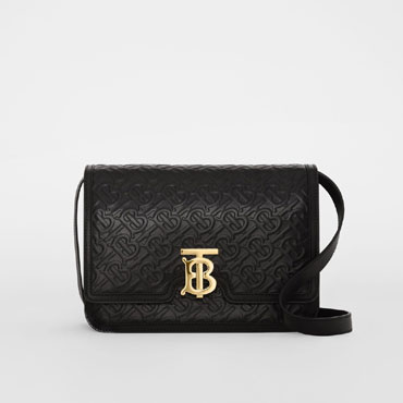 Burberry Medium Monogram Leather TB Bag in Black 80104511