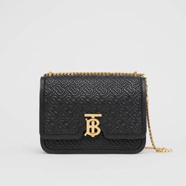 Burberry Medium Quilted Monogram Lambskin TB Bag in Black 80149311