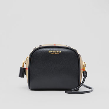 Burberry Micro Leather and Vintage Check Cube Bag 80329741