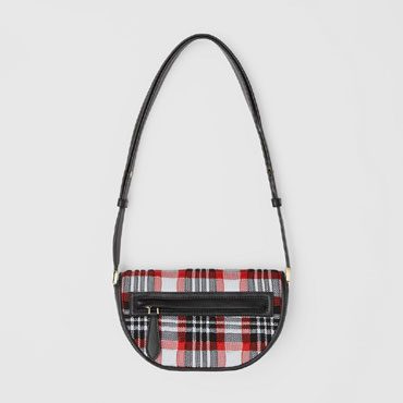 Burberry Mini Knitted Tartan and Leather Olympia Bag 80352071