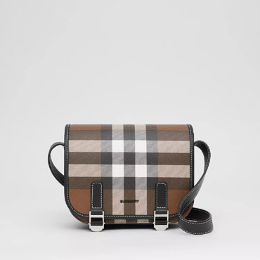 Burberry Check E canvas Messenger Bag in Dark Birch Brown 80365521