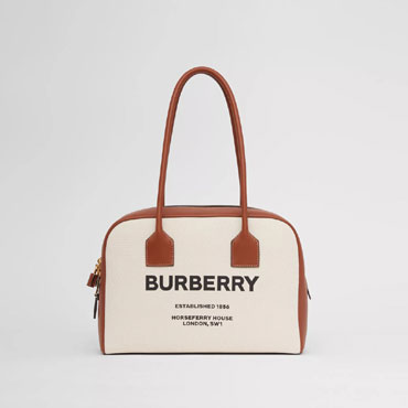 Burberry Medium Horseferry Print Cotton Canvas Half Cube Bag 80368541