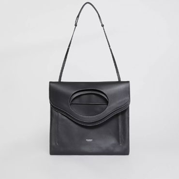 Burberry Topstitched Leather Flat Pocket Bag in Black 80403061