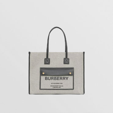 Burberry Medium Two tone Canvas and Leather Freya Tote 80441281