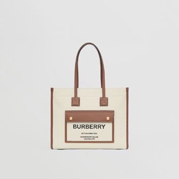 Burberry Small Two tone Canvas and Leather Freya Tote 80441381