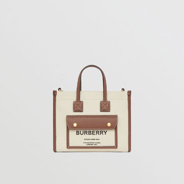 Burberry Mini Two tone Canvas and Leather Freya Tote 80441431