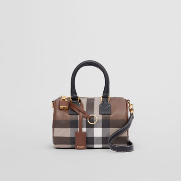 Burberry Check and Leather Mini Bowling Bag 80534961