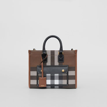 Burberry Check and Leather Mini Freya Tote 80543091