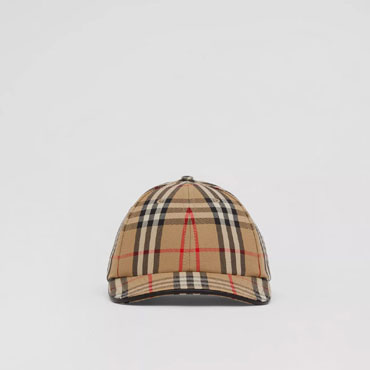 Burberry Embroidered Logo Vintage Check Cotton Baseball Cap 80577331