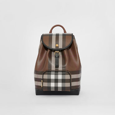 Burberry Check and Leather Backpack in Dark Birch Brown 80585981