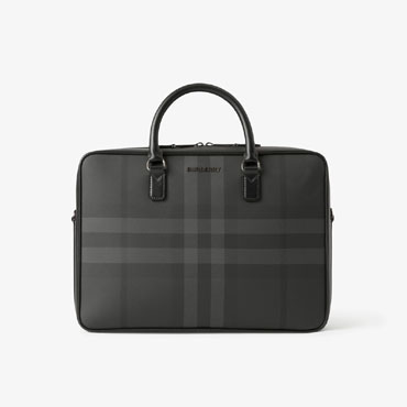 Burberry Charcoal Check and Leather Briefcase 80653381