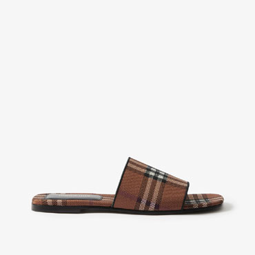 Burberry Check Mules in Dark Birch Brown 80655121