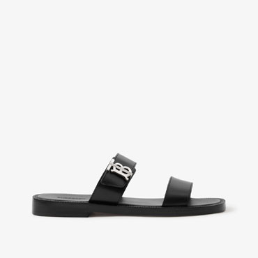 Burberry Monogram Motif Leather Sandals in Black 80665101