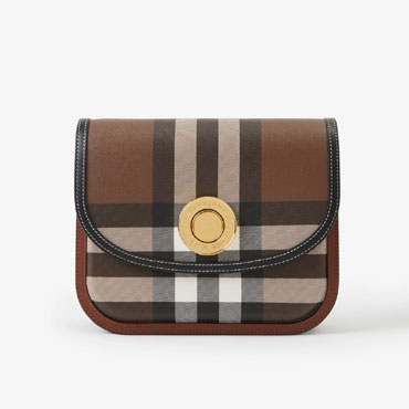 Burberry Check Leather Medium Elizabeth Bag Brown 80696561