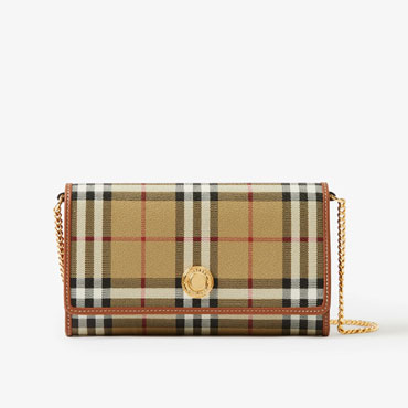 Burberry Check Wallet with Chain Strap 80704131