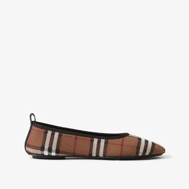 Burberry Check Ballerinas in Dark Birch Brown 80707601