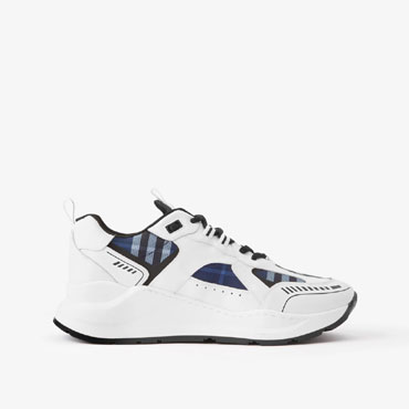 Burberry Logo Print Leather and Check Sneakers 80708531