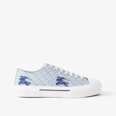 Burberry EKD Monogram Cotton Sneakers in Pale Blue 80719871