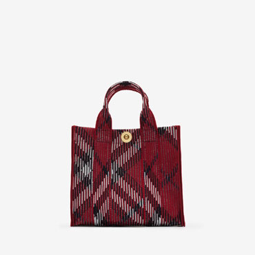 Burberry Mini Check Knitted Tote in Scarlet 80930721