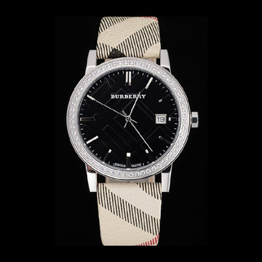 Burberry The City Classic Black Dial Haymarket Bracelet BB5794