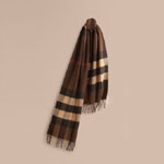 Burberry Giant Exploded Check Cashmere Scarf Dark Chestnut Brown 38789341